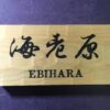 ヒノキ　はつり仕上げの表札  横書きタイプ　縦10.5cm 横21cm 漢字とローマ字表記(漢字は1文字〜5文字まで可能です)